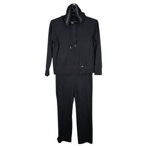 Womens Calvin Klein Black Hooded Pullover & Lounge Pants Set Cotton Blend XL